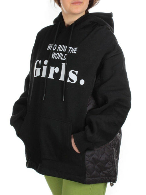 2821 BLACK Худи женское флисе - Фабричный китай фото 4