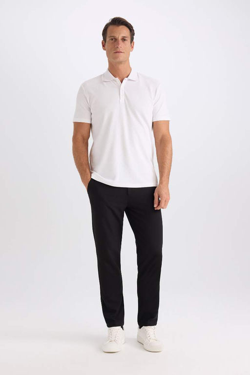 Slim Fit Dar Kesim Basic Duz K?sa Kollu Polo Tisort - Defacto фото 3