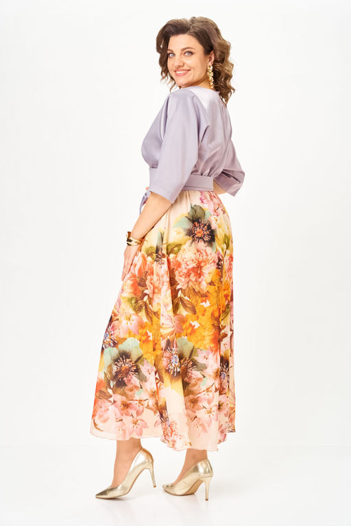 Платье Anastasia Mak 1229-Ш лиловый+ цветы  фото 3