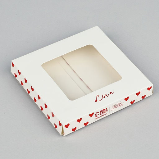 Цена за 5 шт. Коробка для шоколада квадратная «Сердца», 10.2 х 10.2 х 1.4 см