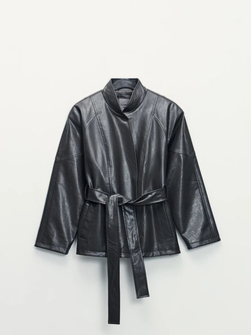 Куртка с поясом из искусственной кожи / Zarina  фото 2