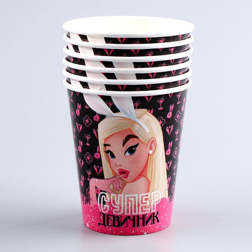 Набор бумажной посуды Супер девичник: 6 тарелок, 6 стаканов - Страна карнавалия фото 6