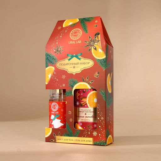 Новогодний подарочный набор косметики Уютные мгновения: гель для душа 300 мл и мист для тела 88 мл, URAL LAB