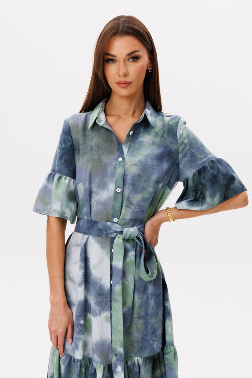 Платье Lars Style 1108 изумрудный мульти-принт