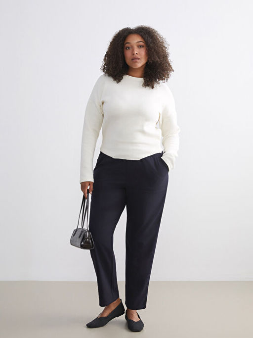 B?y?k Beden Beli Lastikli Kad?n Pantolon