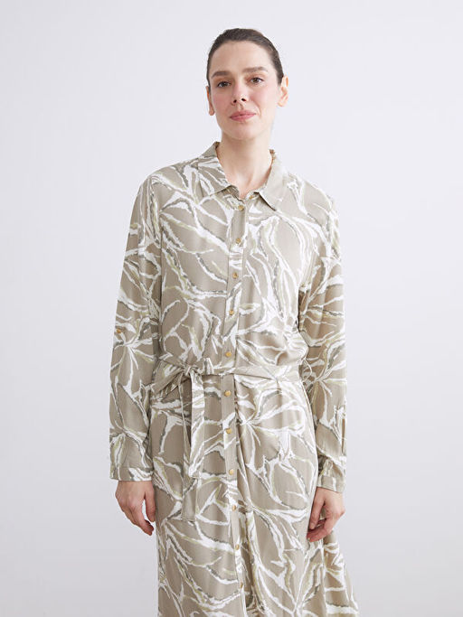 Beli Ku?akl? Desenli G?mlek Elbise