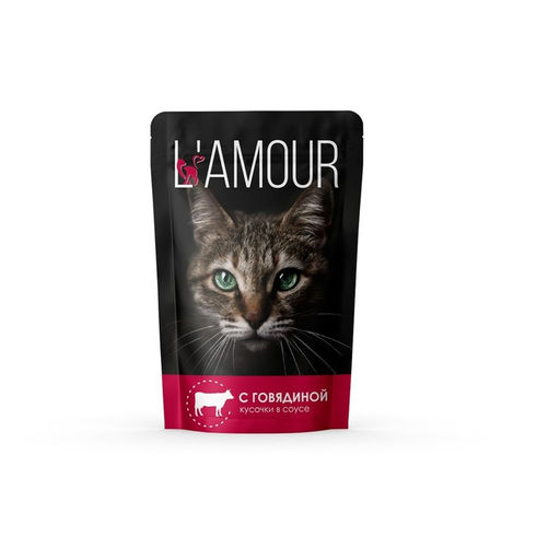 Цена за 28 шт. Влажный корм LAMOUR для кошек, говядина в соусе, 75 г