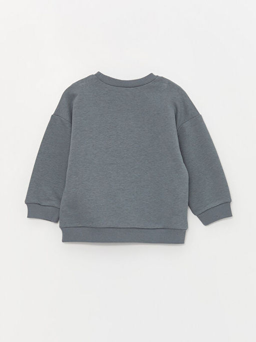 Bisiklet Yaka Bask?l? Erkek ?ocuk Sweatshirt