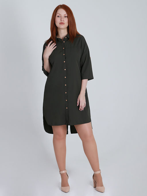 Платье-рубашка цвета хаки - Almond фото 3