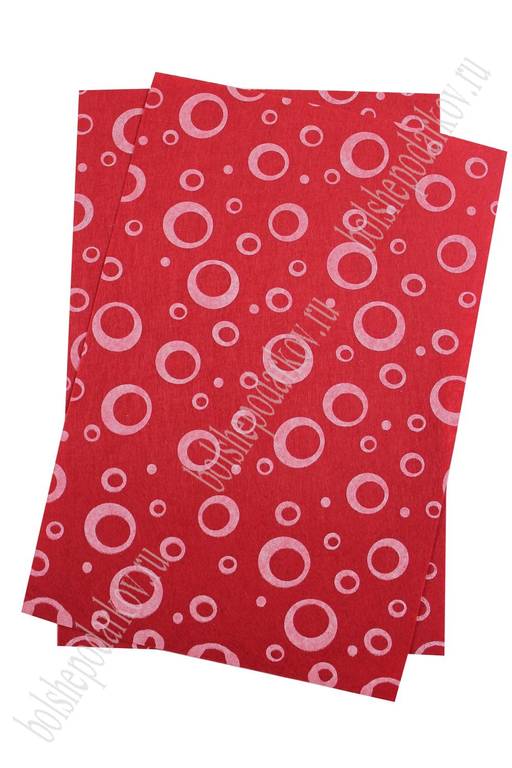 Фетр жесткий Кружочки 1 мм (10 листов) SF-835, красный