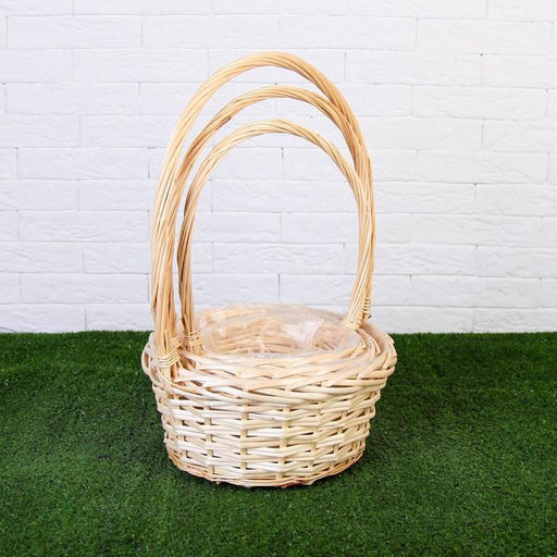 Корзина плетёная для хранения «Плетёнка», ива, круглая, набор 3 шт.