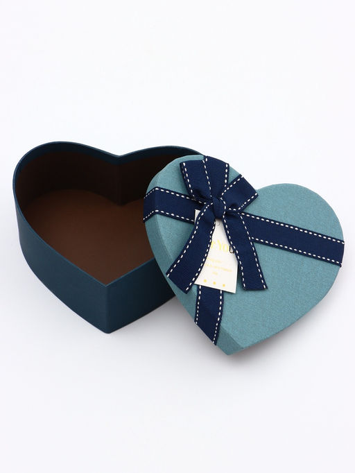 Набор подарочных коробок сердце 3 в 1, синий с бантом, 22?20?9; 18.5?17?7.5; 16?14?6 см