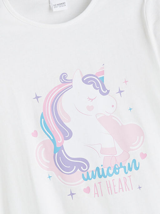 Bisiklet Yaka K?z ?ocuk Kaprili Pijama Tak?m?