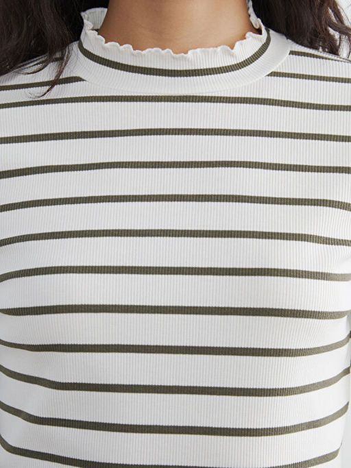 F?rf?rl? Dik Yaka ?izgili Kad?n Body