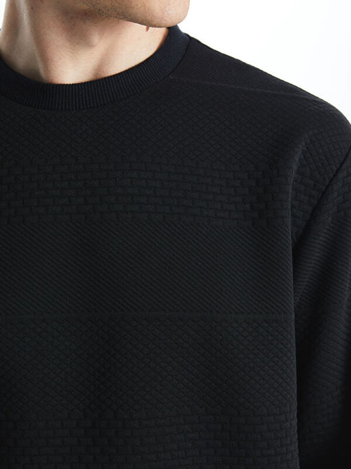 Bisiklet Yaka Uzun Kollu Erkek Sweatshirt