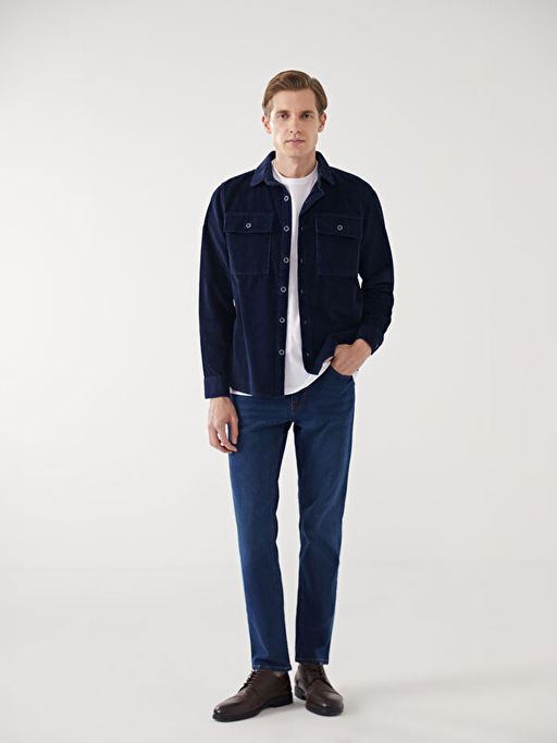 Rahat Kal?p Uzun Kollu Kadife Erkek G?mlek