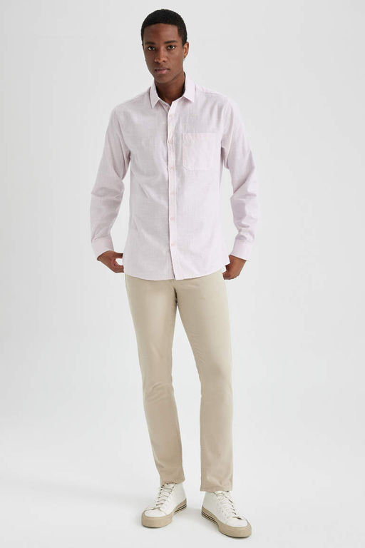 Рубашка приталенного кроя с длинным рукавом из льна - Defacto фото 2