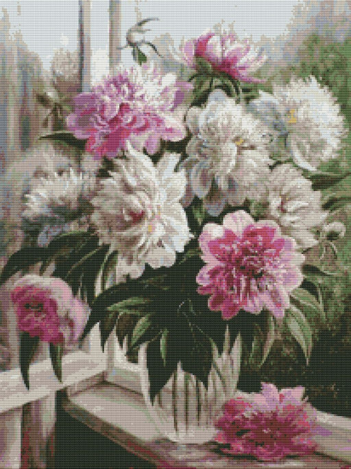 Вышивка крестиком 40х50см, Пионы