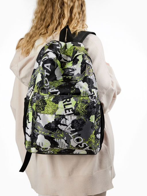 Рюкзак школьный на молнии, с карманами, с принтом, размер 30?13?42 см, голубой/серый