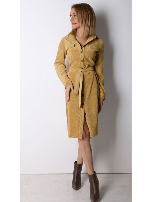 СНОВА В НАЛИЧИИ 00829 Платье из вельвета песочное - Zephyr фото 3