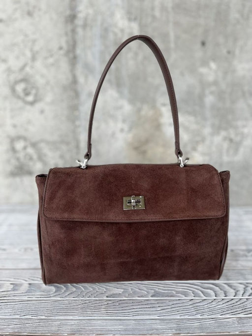 Женская замшевая сумка-портфель 8399 Кофе - Sergio valentini фото 4