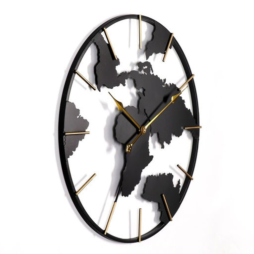 Часы настенные интерьерные «Карта мира», серия: Лофт, бесшумные, плавный ход, d=60 см, от батарейки 1хАА