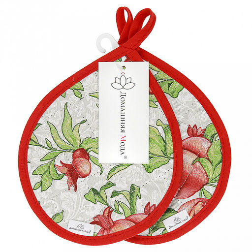 Кухонный комплект "Гранат К": прихватка 20х15,5см "Капелька" - 2шт, хлопок "Премиум" 191г/м2 - хлопок 100%, наполнитель - ватин 280гр/м2, "Домашняя мода" (Россия)