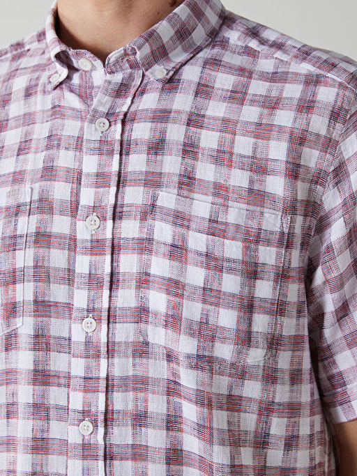 Regular Fit K?sa Kollu Ekose Arm?rl? Erkek G?mlek