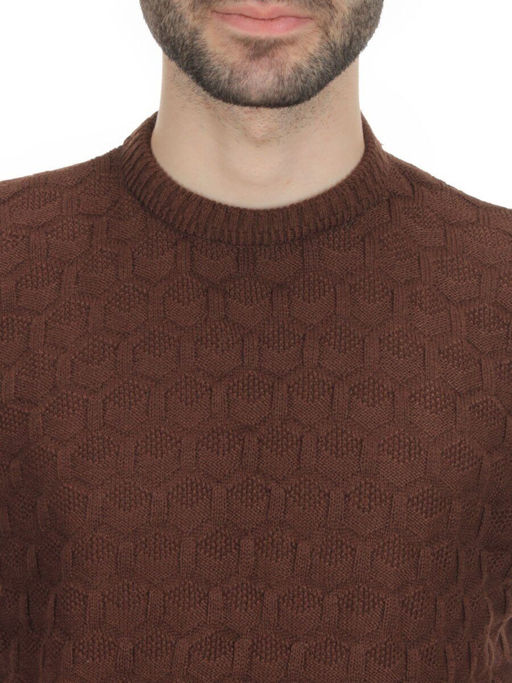 E633 BROWN Джемпер мужской (100% шерсть) - Fashion фото 6