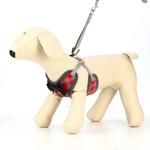 Комплект амуниции с мягкой шлейкой, L, поводок 120 х 1,5 см, ОШ 30-50 см, ОГ 36-56 см, красный 473 - Пижон фото 2