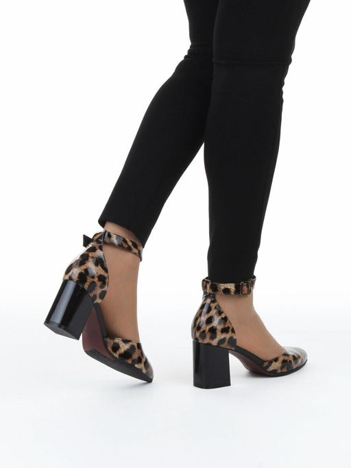 06-A71A-82PC BLACK/LEOPARD Туфли женские (натуральная кожа)