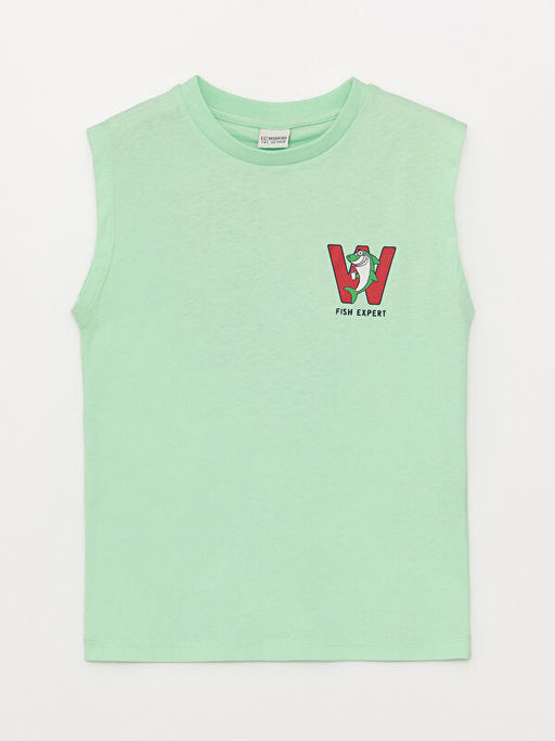 Bisiklet Yaka Bask?l? Erkek ?ocuk Atlet