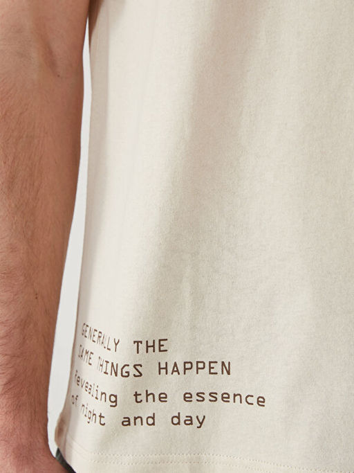 Bisiklet Yaka Bask?l? Penye Erkek Ti??rt