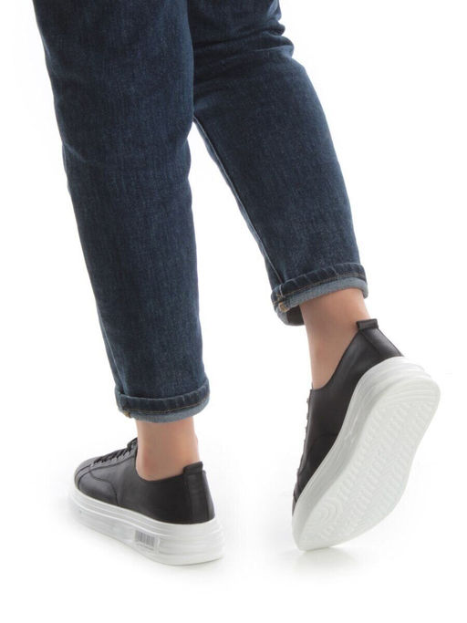 05-PDXL148-3 BLACK Кроссовки женские (натуральная кожа)