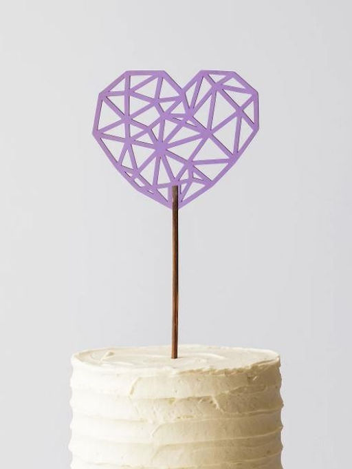 Топпер 5 шт "Сердце" №50, лиловый, фанера (80*66*4 мм)