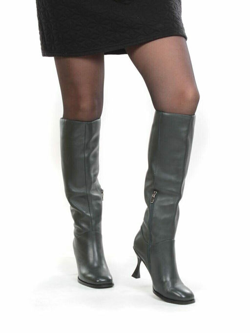 02-E29W-11AF GREEN Сапоги зимние женские (натуральная кожа, натуральный мех (еврозима)