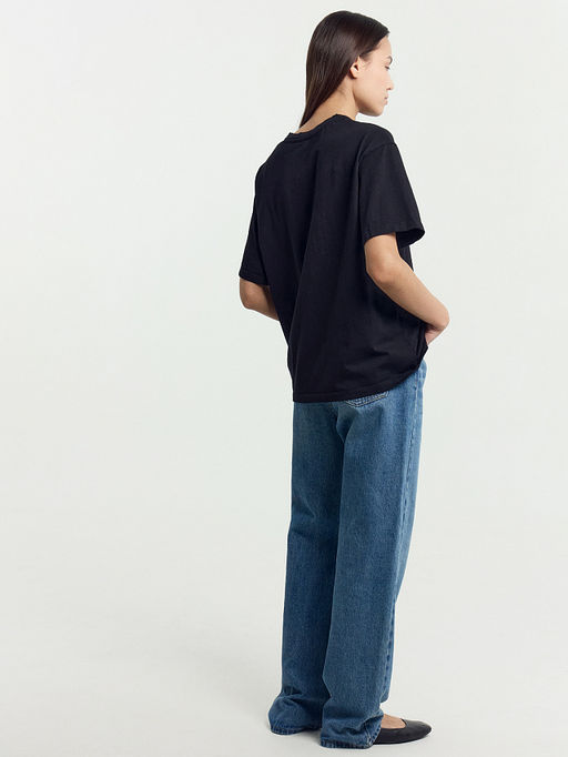 Хлопковая свободная футболка черного цвета черный 112678 - Mark formelle фото 9