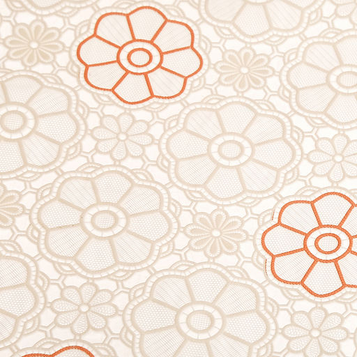 "LACE" Скатерть ажурная ПВХ "Елецкое кружево" 180х137см, длина стола до 140см, на 6 персон, бежевый фон, бежевое тиснение, матовая, на пленке, т.м. Домашняя мода (Китай)