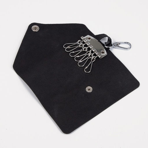 Ключница на кнопке, длина 13,5 см, 7 карабинов, цвет чёрный - Simaland фото 3