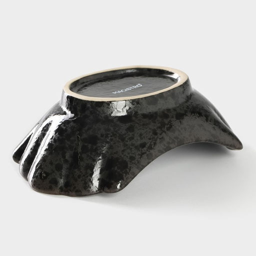 Салатник Magistro «Ночной дождь», 13×8×4.5 см, фарфор, чёрный