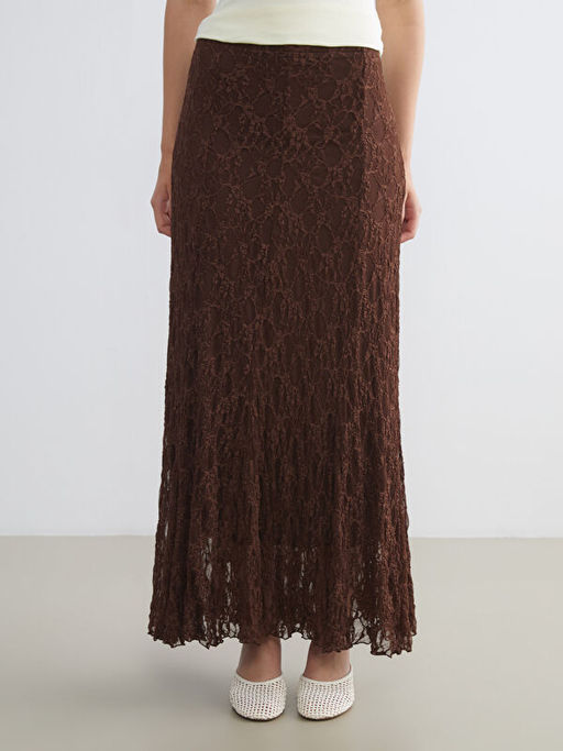 Beli Lastikli Dantelli Etek