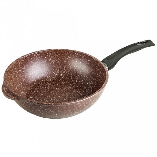 Сотейник с антипригарным покрытием д26см "Шоколад", h8,2см, s0,4см, ручка из термостойкого пластика, стеклянная крышка с пароотводом, подарочная упаковка (Россия)