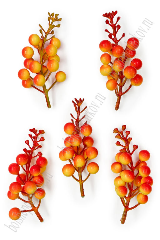 Ягоды на веточке (10 веточек) SF-022, красно-желтый