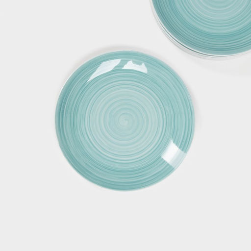 Тарелки Доляна «Палитра», d=19 см, набор6 шт, фарфор, бирюзовые