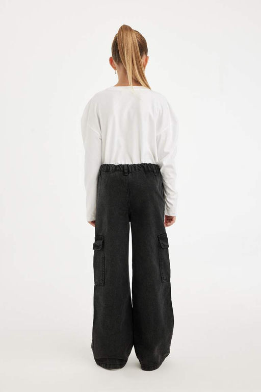 Широкие брюки-карго для девочек - Defacto фото 7