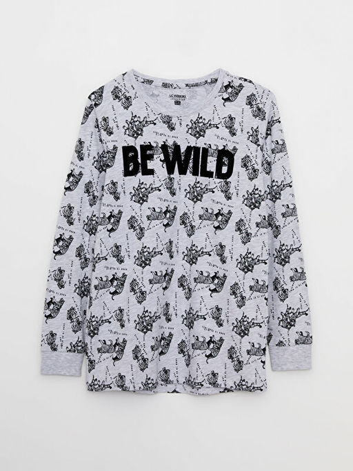 Bisiklet Yaka Bask?l? Uzun Kollu Erkek ?ocuk Pijama Tak?m? - Waikiki фото 2