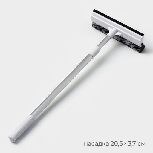Щётка для окон, телескопическая ручка 47(80.5) см, поролон, две насадки из микрофибры с держателем 11.56.5 см - Simaland фото 9