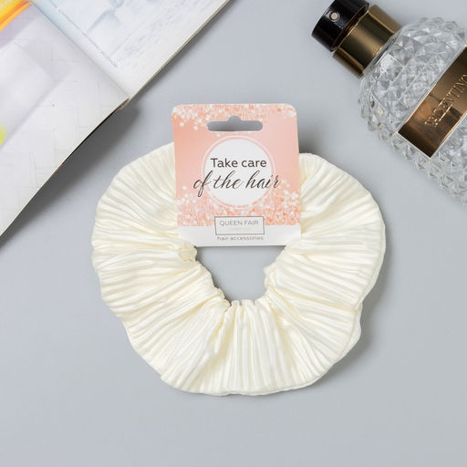 Цена за 4 шт. Резинка для волос «Орбита», жатка классика глянец, 12 см, молочная