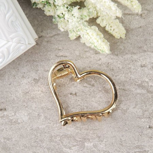 Крабик для волос 3,5 см Сердце / NK-22 /уп 12/металл/золото - Галеонтрейд фото 2