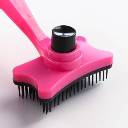 Пуходерка пластиковая Косточка с самоочисткой, 8,5 х 12,5 см, розовая - Пижон фото 3